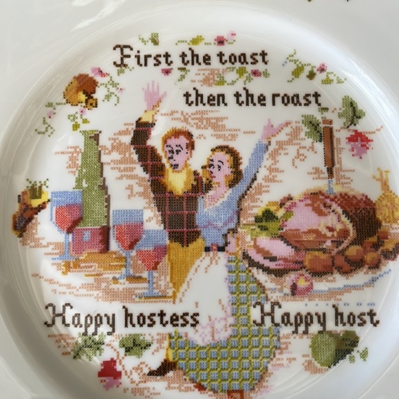 Bone China Happy Hostess Set Serving Platter 2 Coffee Mugs Plate Tea Cup Vintage - Picture 13 of 14